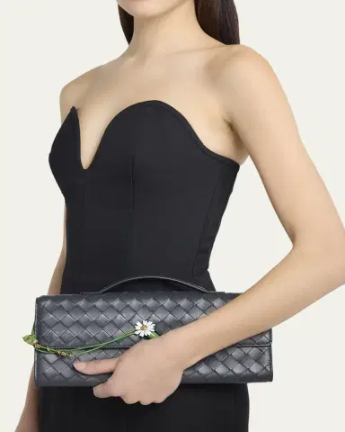Bottega Veneta Andiamo Flower-Embellished Leather Clutch Bag | Thumbnail 2 Bottega Veneta Andiamo Flower-Embellished Leather Clutch Bag | Thumbnail 2