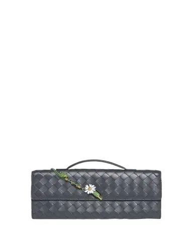 Bottega Veneta Andiamo Flower-Embellished Leather Clutch Bag | Thumbnail 1 Bottega Veneta Andiamo Flower-Embellished Leather Clutch Bag | Thumbnail 1