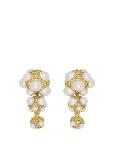 Oscar de la Renta Pearl Pave Cluster Triple Drop Earrings | Thumbnail 1