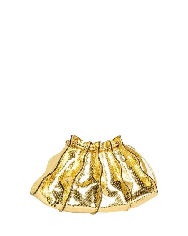 Ulla Johnson Adria Mini Pleated Wave Metallic Snake-Print Crossbody Bag