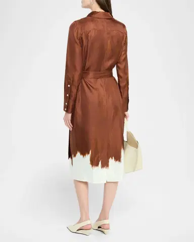 Proenza Schouler Amaya Double-Printed Tie Waist Silk Twill Dress | Thumbnail 2