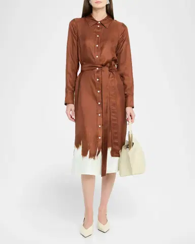Proenza Schouler Amaya Double-Printed Tie Waist Silk Twill Dress | Thumbnail 3