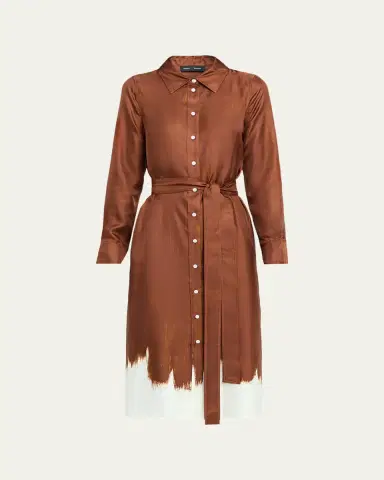 Proenza Schouler Amaya Double-Printed Tie Waist Silk Twill Dress | Thumbnail 5