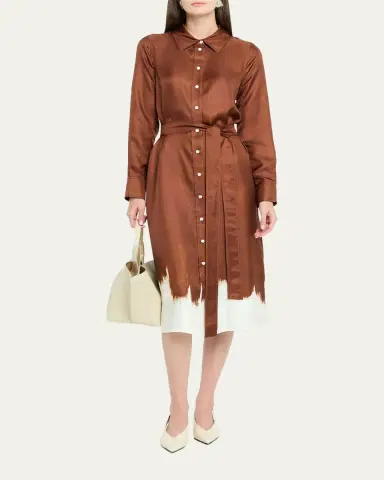 Proenza Schouler Amaya Double-Printed Tie Waist Silk Twill Dress | Thumbnail 6