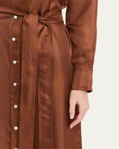 Proenza Schouler Amaya Double-Printed Tie Waist Silk Twill Dress | Thumbnail 9