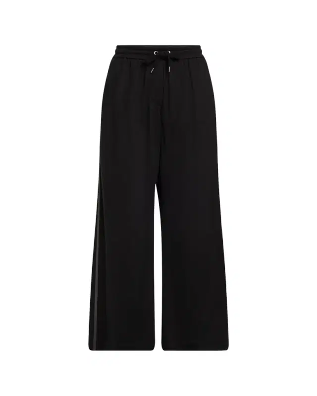 Monili Side-Stripe Cotton Silk Wide-Leg Pants