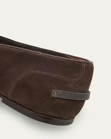 Brunello Cucinelli Monili Detail Suede Slippers | Thumbnail 2
