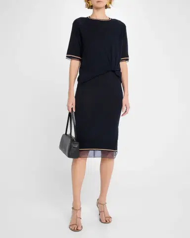 3.1 Phillip Lim Short-Sleeve Draped Wool Organza Dress | Thumbnail 2 3.1 Phillip Lim Short-Sleeve Draped Wool Organza Dress | Thumbnail 2