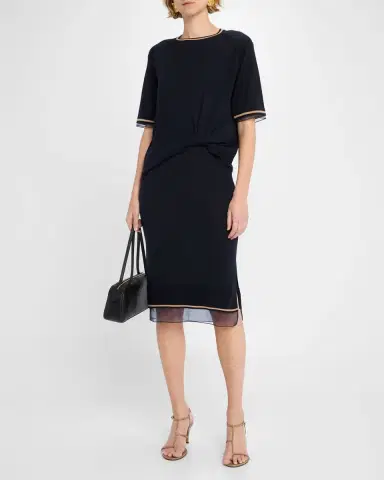 3.1 Phillip Lim Short-Sleeve Draped Wool Organza Dress | Thumbnail 4 3.1 Phillip Lim Short-Sleeve Draped Wool Organza Dress | Thumbnail 4