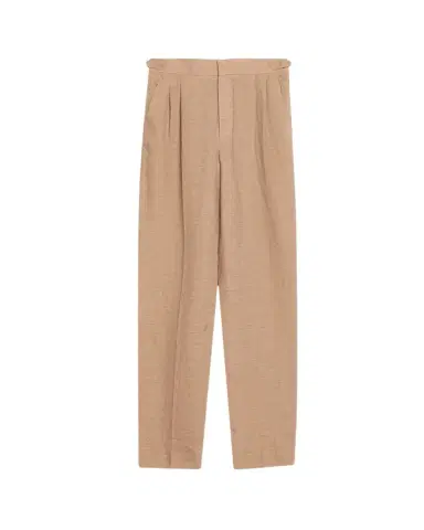 Loro Piana Malik Solaire Linen Pleated Straight-Leg Trousers | Thumbnail 1