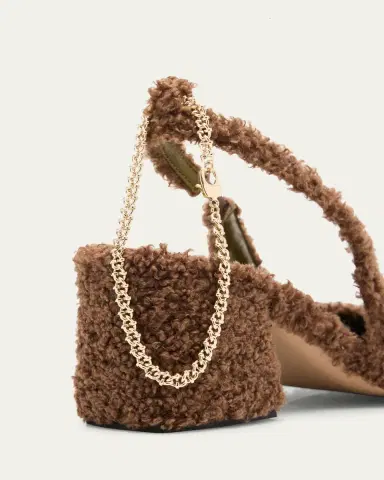 Maria Luca Ilaria Faux Fur Chain Slingback Pumps | Thumbnail 3