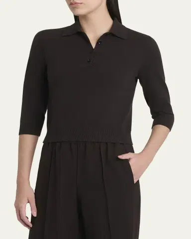Dolce & Gabbana 3/4-Sleeve Cashmere Polo Sweater | Thumbnail 4