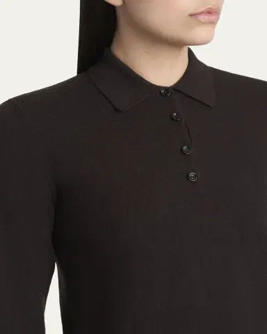 Dolce & Gabbana 3/4-Sleeve Cashmere Polo Sweater | Thumbnail 5