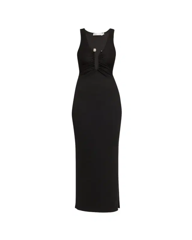 Christopher Esber Crystal Pin Ruched Maxi Tank Dress