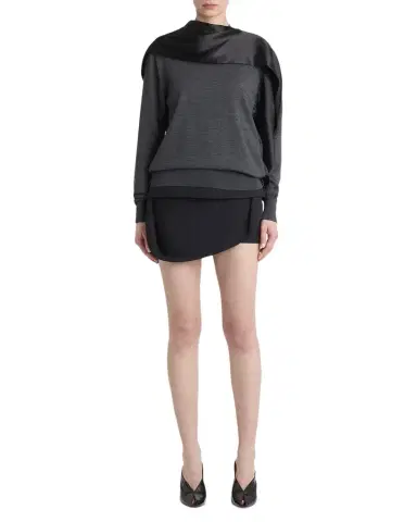 Ferragamo Satin Scarf Wool Sweater | Thumbnail 1