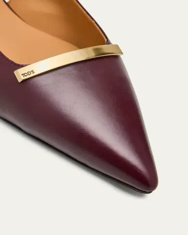 Tod's Gold-Tone Bar Leather Slingback Flats | Thumbnail 5
