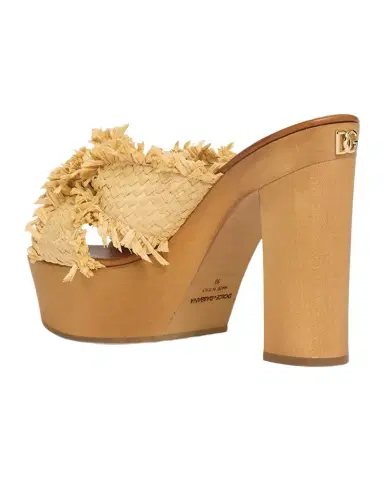 Dolce & Gabbana Knotted Crossover Raffia Platform Sandals | Thumbnail 1 Dolce & Gabbana Knotted Crossover Raffia Platform Sandals | Thumbnail 1