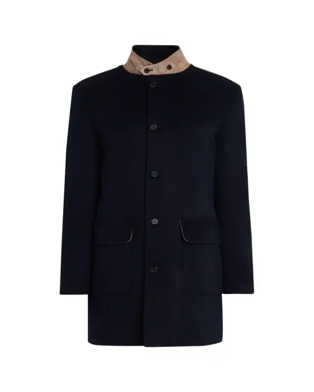 Men's Wool Suede-Collar Overcoat