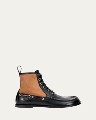 LOEWE Men's Campo Leather and Suede Lace-Up Boots | Thumbnail 2