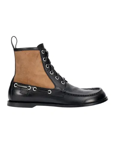 LOEWE Men's Campo Leather and Suede Lace-Up Boots | Thumbnail 1