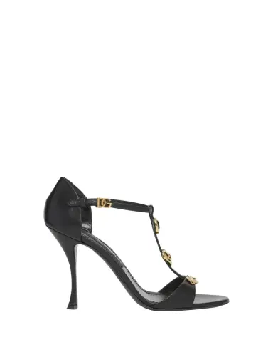 Dolce & Gabbana Stone Embellished Leather T-Strap Sandals | Thumbnail 1 Dolce & Gabbana Stone Embellished Leather T-Strap Sandals | Thumbnail 1