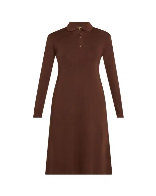 Lyskamm Long-Sleeve Silk Polo Dress