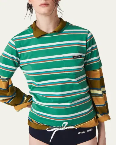 Miu Miu Stripe Jersey Tee | Thumbnail 15