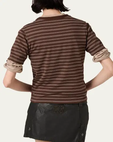 Miu Miu Stripe Jersey Tee | Thumbnail 3