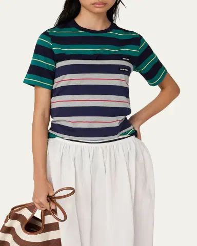 Miu Miu Stripe Jersey Tee | Thumbnail 5