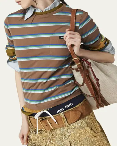 Miu Miu Stripe Jersey Tee | Thumbnail 10