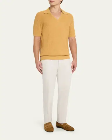 Frescobol Carioca Men's Joaquim Ribbed Johnny Collar Polo Shirt | Thumbnail 2