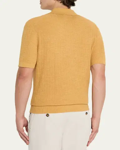 Frescobol Carioca Men's Joaquim Ribbed Johnny Collar Polo Shirt | Thumbnail 3