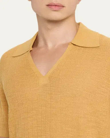 Frescobol Carioca Men's Joaquim Ribbed Johnny Collar Polo Shirt | Thumbnail 5