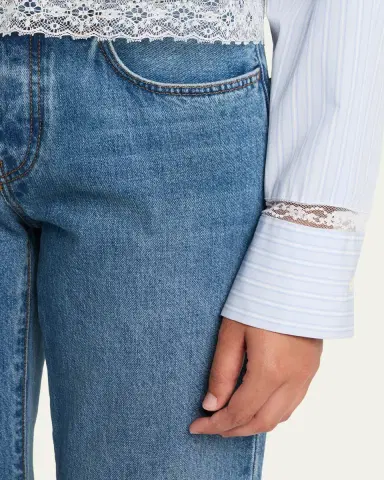 LoveShackFancy Delano Lace-Trim Striped Shirt | Thumbnail 5 LoveShackFancy Delano Lace-Trim Striped Shirt | Thumbnail 5