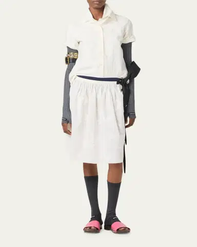 Miu Miu Embroidered Batiste Knee-Length Skirt | Thumbnail 3 Miu Miu Embroidered Batiste Knee-Length Skirt | Thumbnail 3