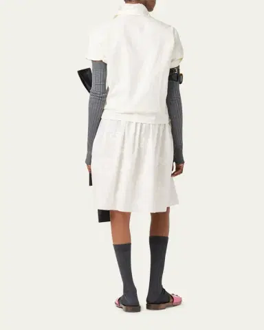 Miu Miu Embroidered Batiste Knee-Length Skirt | Thumbnail 4 Miu Miu Embroidered Batiste Knee-Length Skirt | Thumbnail 4