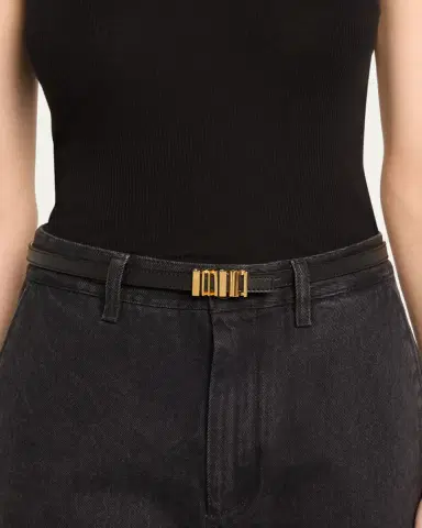 Loewe Graphic Buckle Leather Skinny Belt | Thumbnail 3