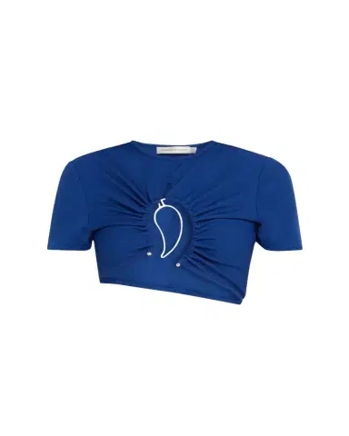 Christopher Esber Paisley Ruched Crop T-Shirt | Thumbnail 1