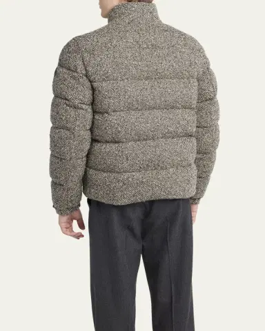 Moncler Men's Wool Melange Quilted Down Jacket | Thumbnail 3 Moncler Men's Wool Melange Quilted Down Jacket | Thumbnail 3