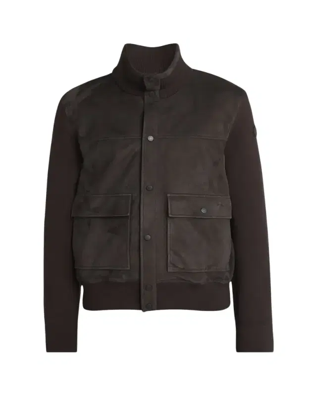 Moncler Men's Wool and Suede Snap-Front Cardigan