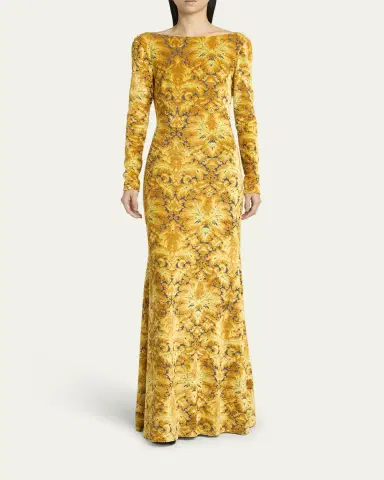 Etro Long-Sleeve Open-Back Maxi Dress | Thumbnail 2 Etro Long-Sleeve Open-Back Maxi Dress | Thumbnail 2