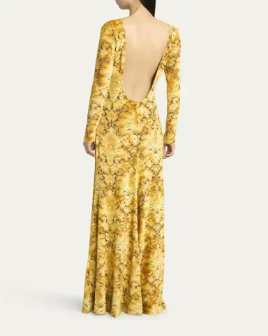 Etro Long-Sleeve Open-Back Maxi Dress | Thumbnail 3 Etro Long-Sleeve Open-Back Maxi Dress | Thumbnail 3