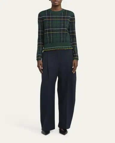 McQueen Tartan Ruffle Crewneck Sweater | Thumbnail 3