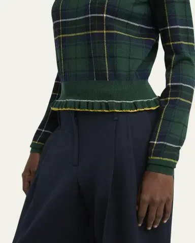 McQueen Tartan Ruffle Crewneck Sweater | Thumbnail 4