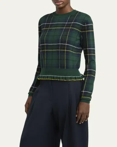 McQueen Tartan Ruffle Crewneck Sweater | Thumbnail 5