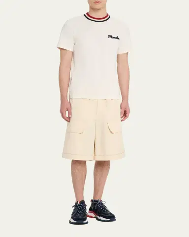 Moncler Men's Jersey Stripe-Ribbed Crewneck T-Shirt | Thumbnail 2 Moncler Men's Jersey Stripe-Ribbed Crewneck T-Shirt | Thumbnail 2