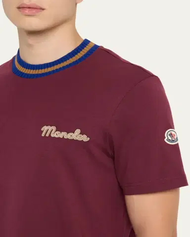 Moncler Men's Jersey Stripe-Ribbed Crewneck T-Shirt | Thumbnail 9 Moncler Men's Jersey Stripe-Ribbed Crewneck T-Shirt | Thumbnail 9