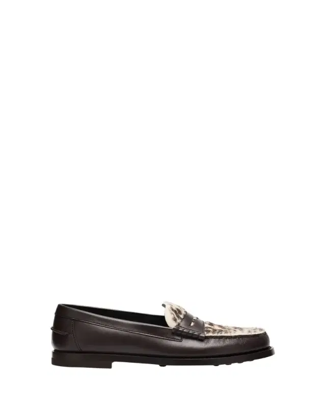 Tod's Leather and Pony Hair Penny Loafers