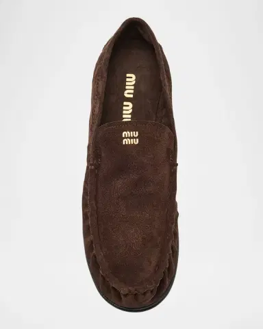 Miu Miu Suede Ruched Mocassin Loafers | Thumbnail 5