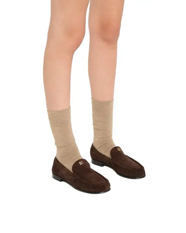 Suede Ruched Mocassin Loafers